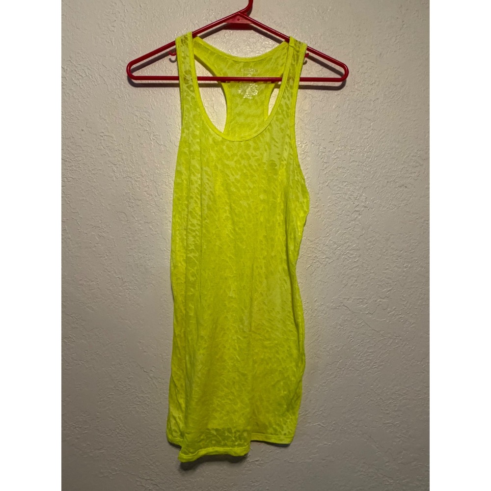 Express Body Series Neon Yellow Burnout Leopard Print Racerback Tank Top M